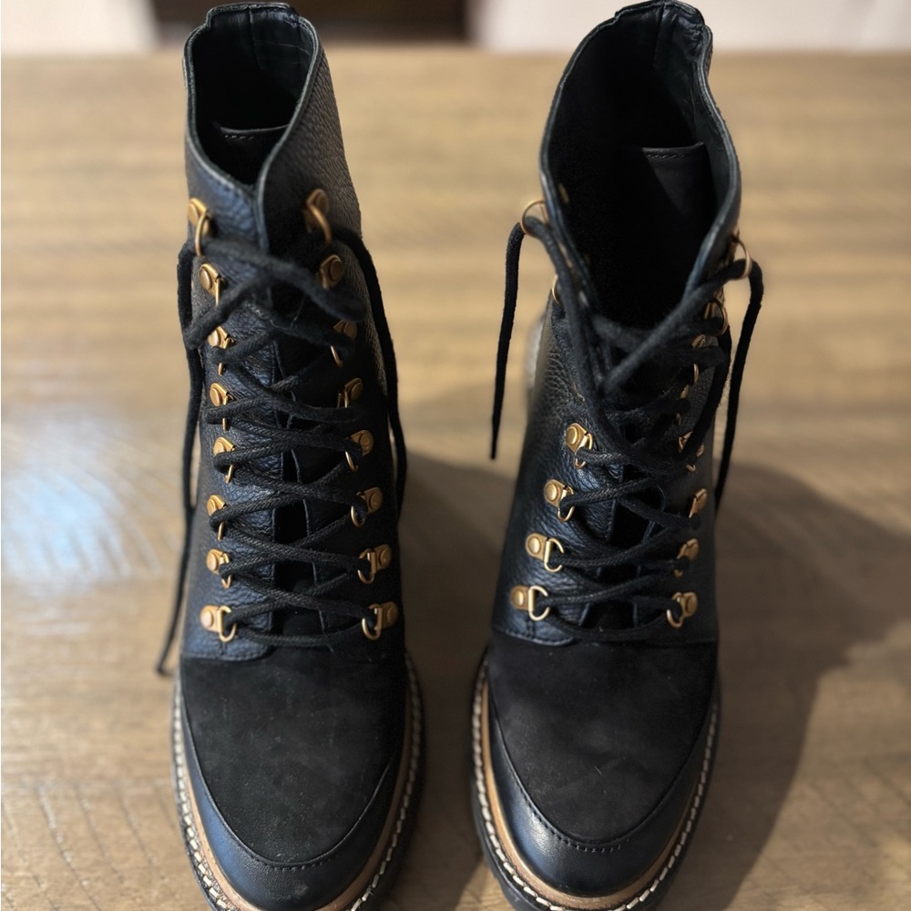 Tory Burch Miller Mixed-Material Lace-up boots
